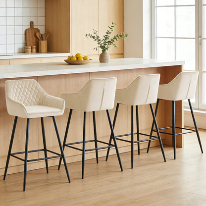 Barhocker 2er Set Kunstleder Schwarz – Moderne Tresenstühle mit Rückenlehne & Fußstütze
