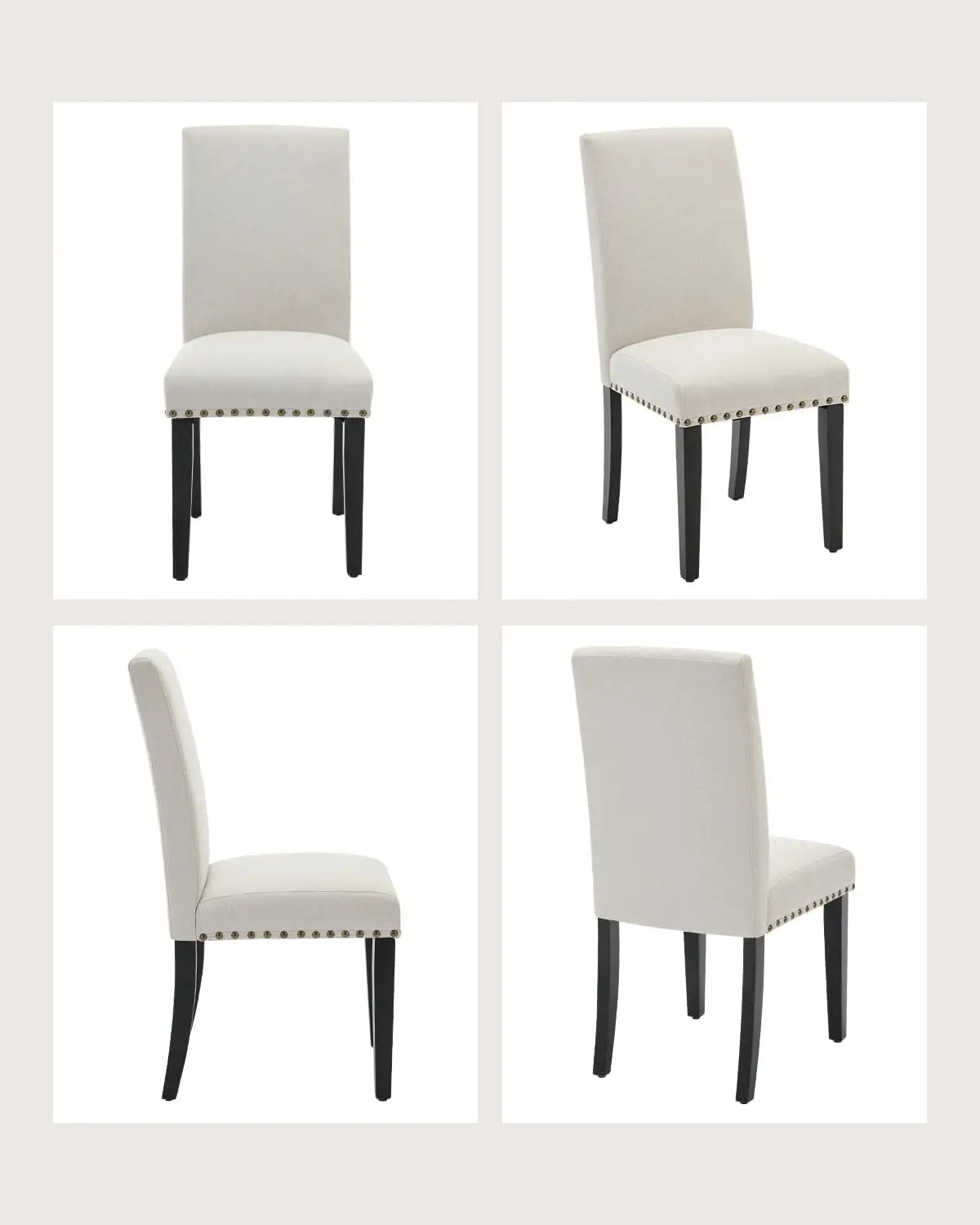 Esszimmerstuhl 2er Set Beige – Modernes Polsterstuhl Set mit Ergonomischer Rueckenlehne & Holzgestell