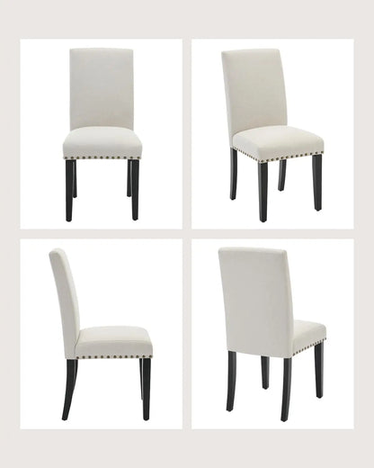 Esszimmerstuhl 2er Set Beige – Modernes Polsterstuhl Set mit Ergonomischer Rueckenlehne & Holzgestell
