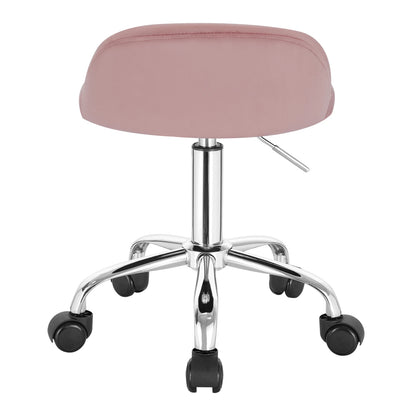 Höhenverstellbarer Rollhocker Samt Dunkelgrau – Ergonomischer Arbeitshocker mit Rückenlehne
