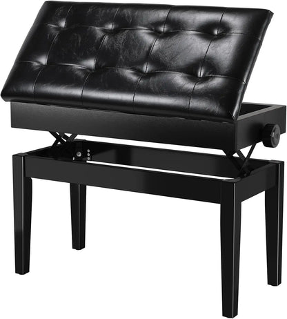 Höhenverstellbare Klavierbank mit Stauraum – Ergonomischer Pianohocker Schwarz Single & Doppel