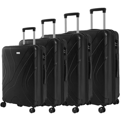 Kofferset 4-teilig Hartschale Schwarz – Koffer Set mit TSA Schloss & 360 Rollen fuer Familie & Reise