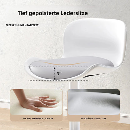 Höhenverstellbarer Barhocker 2er Set Weiß – Drehbarer Tresenstuhl mit Schalenrücken & Metallgestell