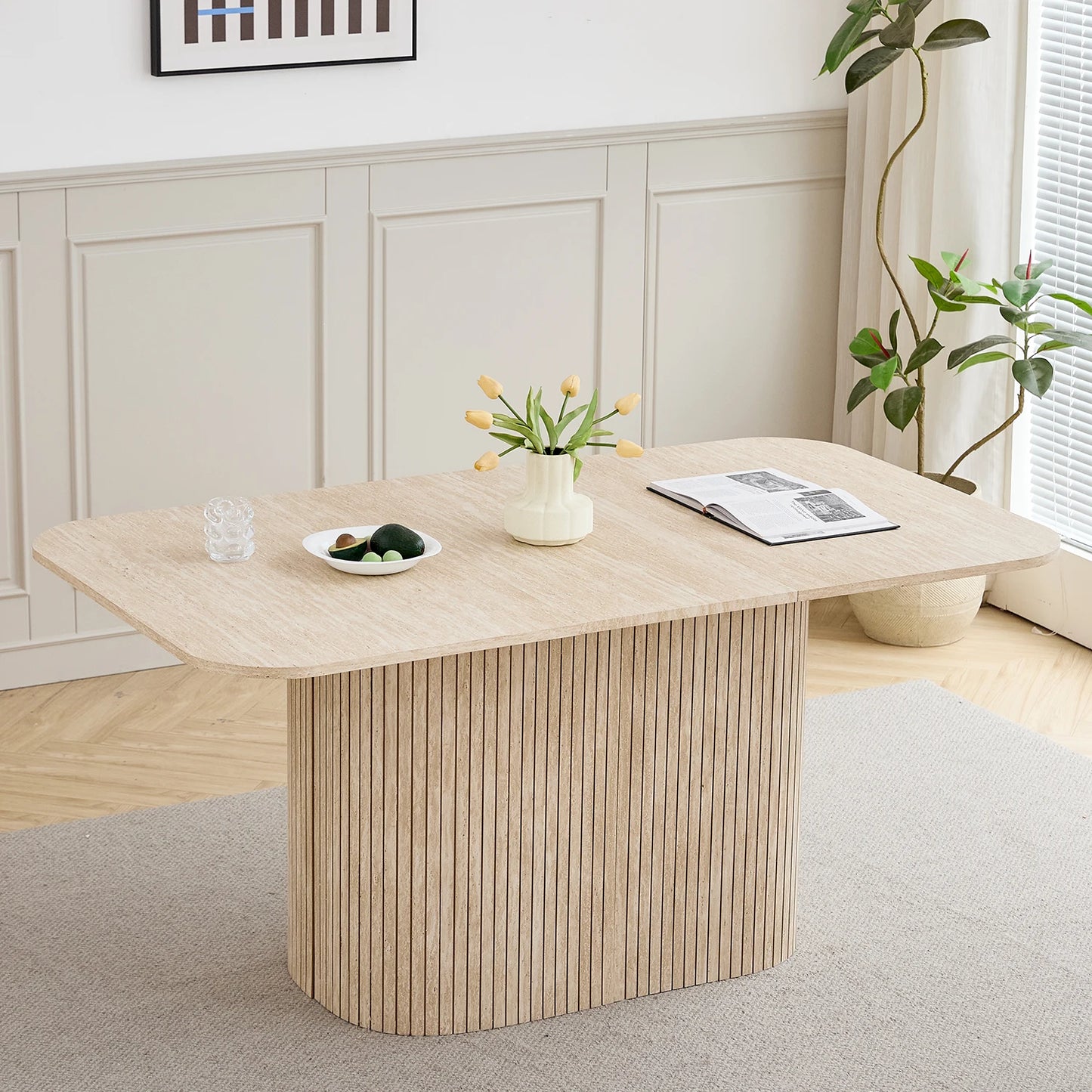 Ovaler Esstisch Holzoptik 160x90cm – Moderner Küchentisch aus MDF für 4-6 Personen