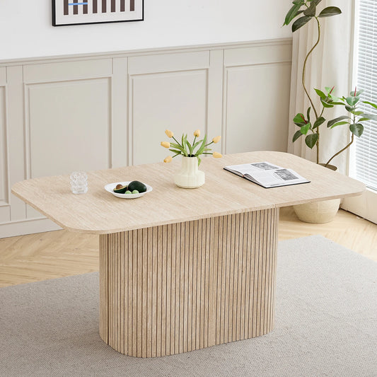 Ovaler Esstisch Holzoptik 160x90cm – Moderner Küchentisch aus MDF für 4-6 Personen