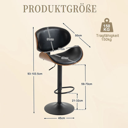 Barhocker 2er Set Formholz Schwarz – Premium Tresenstühle Höhenverstellbar & 360° Drehbar
