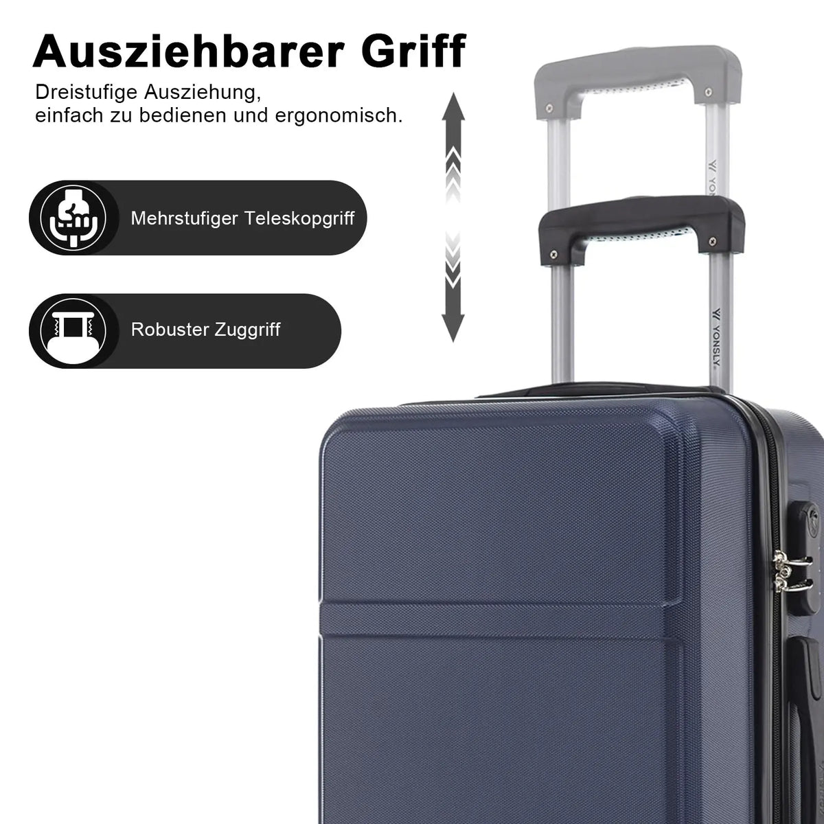 Hartschalen Koffer Schwarz 16 20 24 28 Zoll – Leichtes Reisekoffer Set mit TSA Schloss & 360 Rollen
