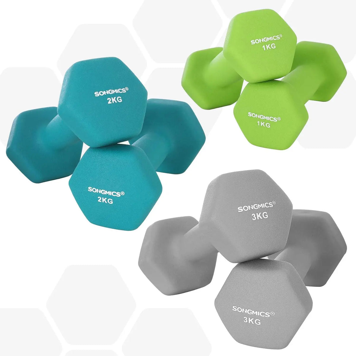 Kurzhantel Set 6er mit Hantelablage – Neopren Hanteln 1kg 2kg 3kg für Frauen & Homegym