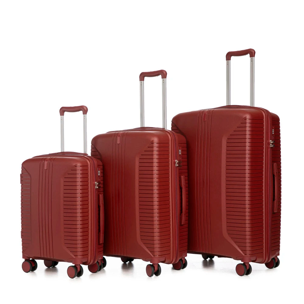 Kofferset 3-teilig Hartschale Rot – Leichtes Koffer Set 20 24 28 Zoll mit Zahlenschloss & 360 Rollen