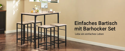 Moderne Esstisch Garnitur mit 4 Stühlen – Kompaktes Stehtisch Set für Küche & Esszimmer