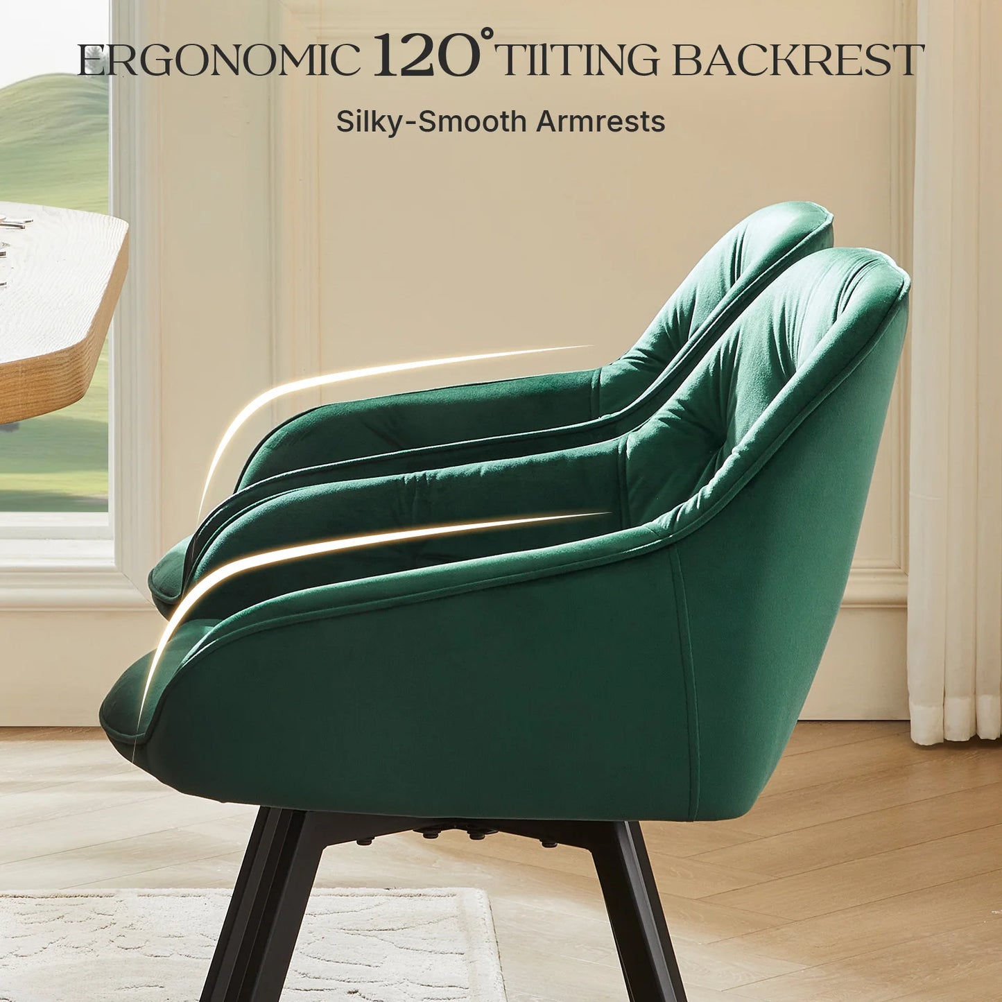 Esszimmerstuhl 2er Set Grau – Modernes 360 Grad Samt Drehsessel Set mit Armlehnen & Kohlenstoffstahl-Beinen bis 150kg