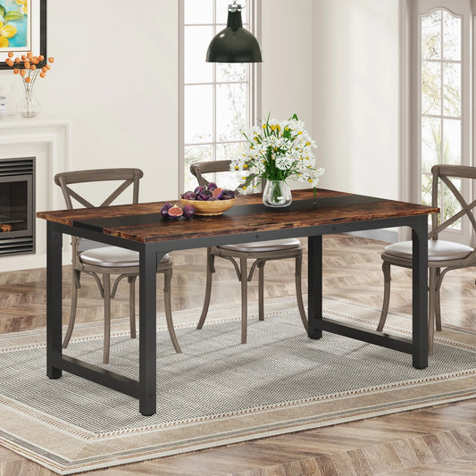 Esstisch Holzoptik Schwarz 160x80cm – Moderner Küchentisch aus Holz & Metall für 6 Personen