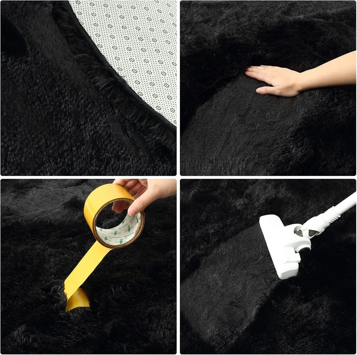 Runder Teppich Schwarz 100cm Flauschig – Weicher Hochflor Teppich für Wohn- & Kinderzimmer