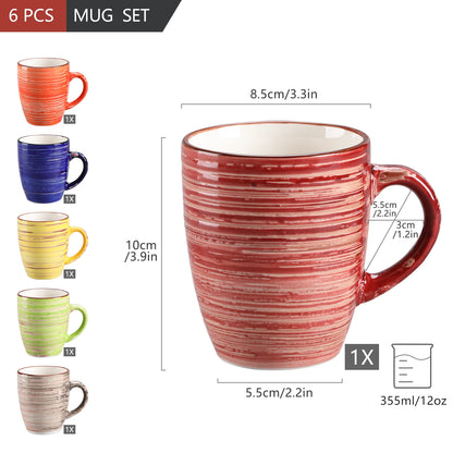 Keramik Tassen Set mit Untertassen 240ml 4er Set – Elegante Kaffeetassen im Vintage Design