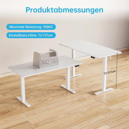 Elektrischer Höhenverstellbarer Stehschreibtisch 120-160 cm – Ergonomischer Schreibtisch mit Motor & Memory-Funktion