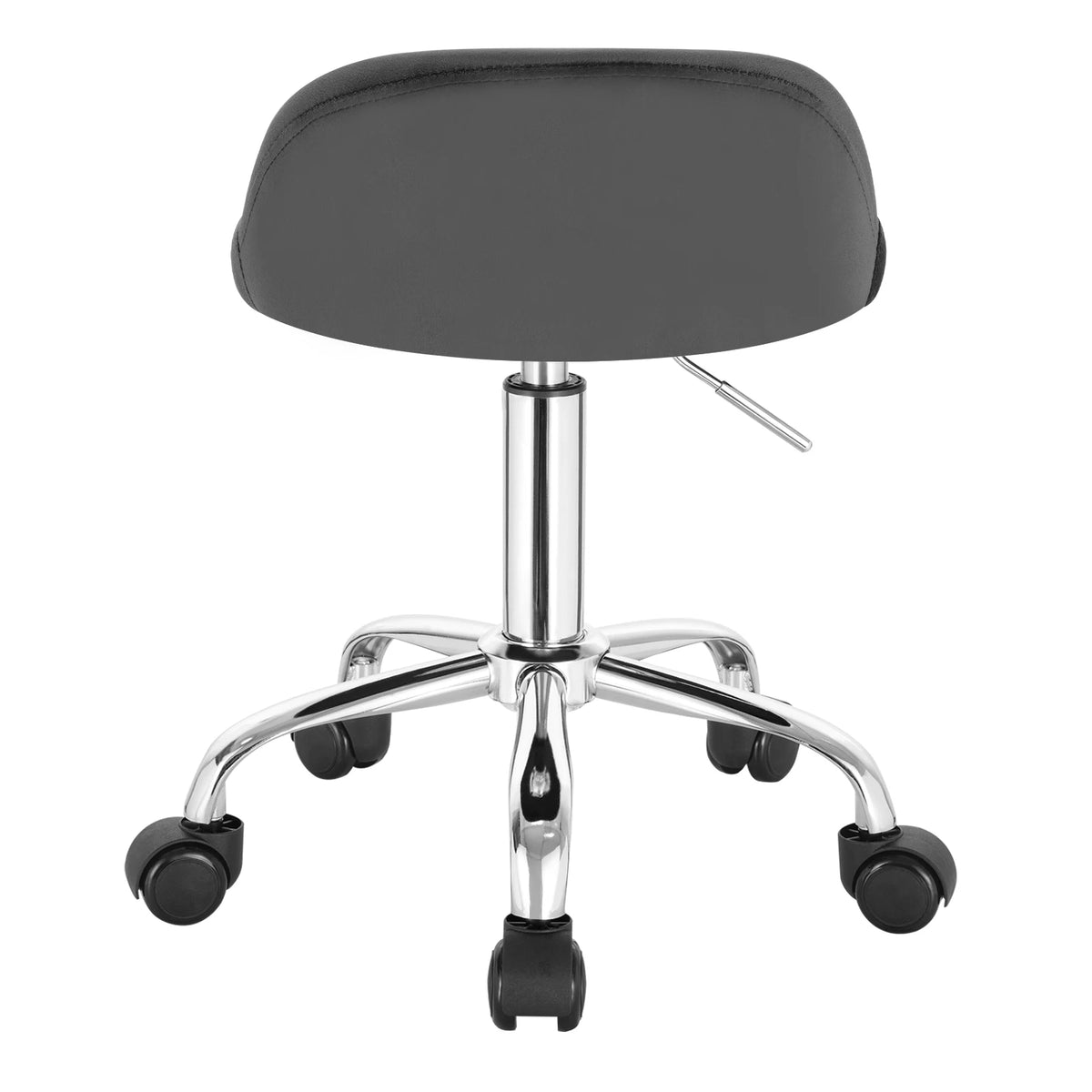 Höhenverstellbarer Rollhocker Samt Dunkelgrau – Ergonomischer Arbeitshocker mit Rückenlehne