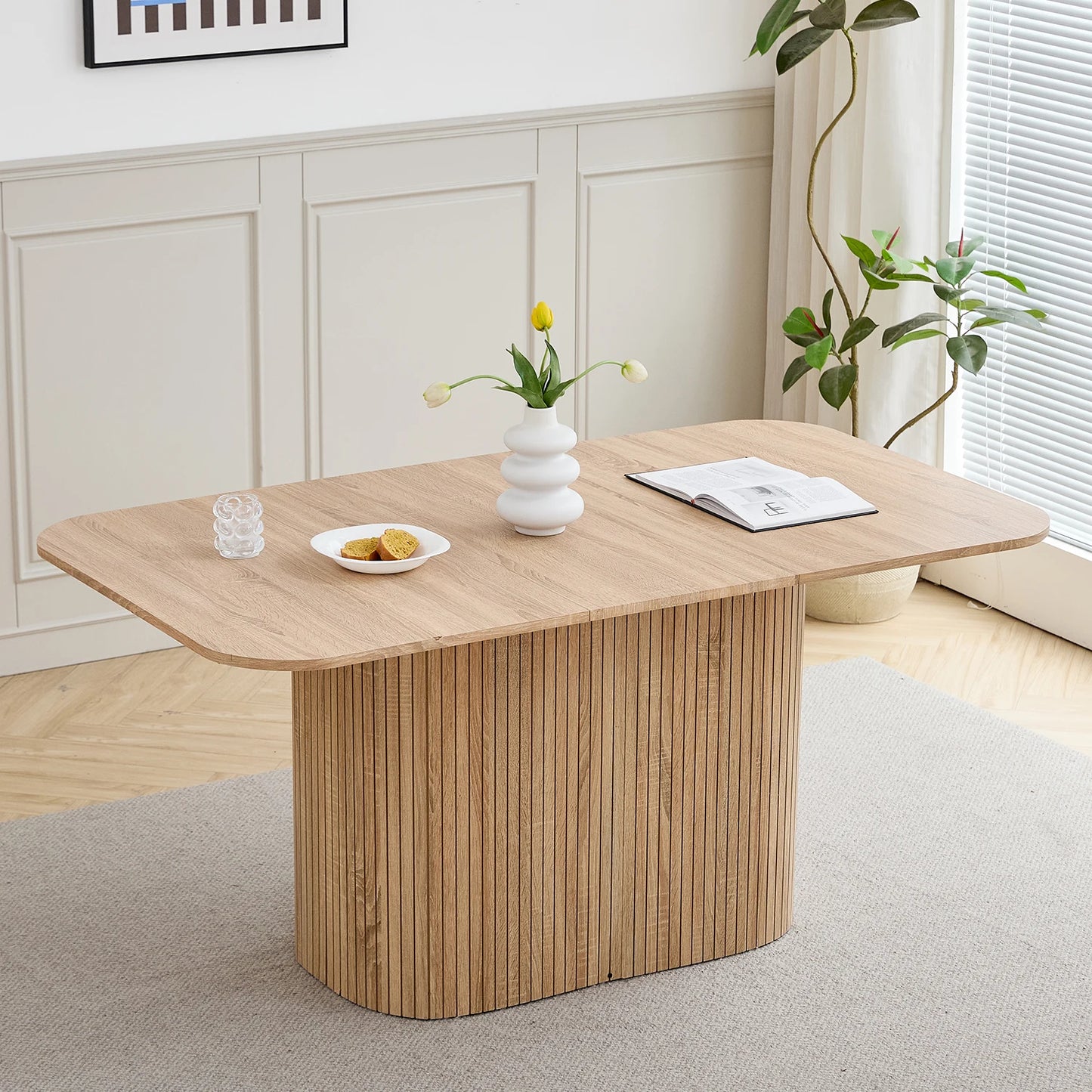 Ovaler Esstisch Holzoptik 160x90cm – Moderner Küchentisch aus MDF für 4-6 Personen