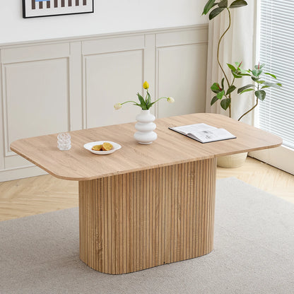 Ovaler Esstisch Holzoptik 160x90cm – Moderner Küchentisch aus MDF für 4-6 Personen