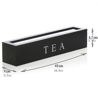 Tee-Organizer aus Holz mit Glasdeckel – Elegante Tee-Aufbewahrungsbox mit 6 Fächern