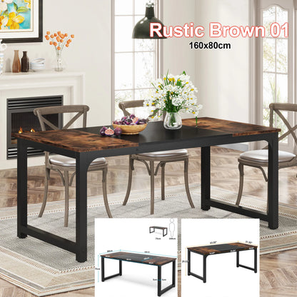Esstisch Holzoptik Schwarz 160x80cm – Moderner Küchentisch aus Holz & Metall für 6 Personen