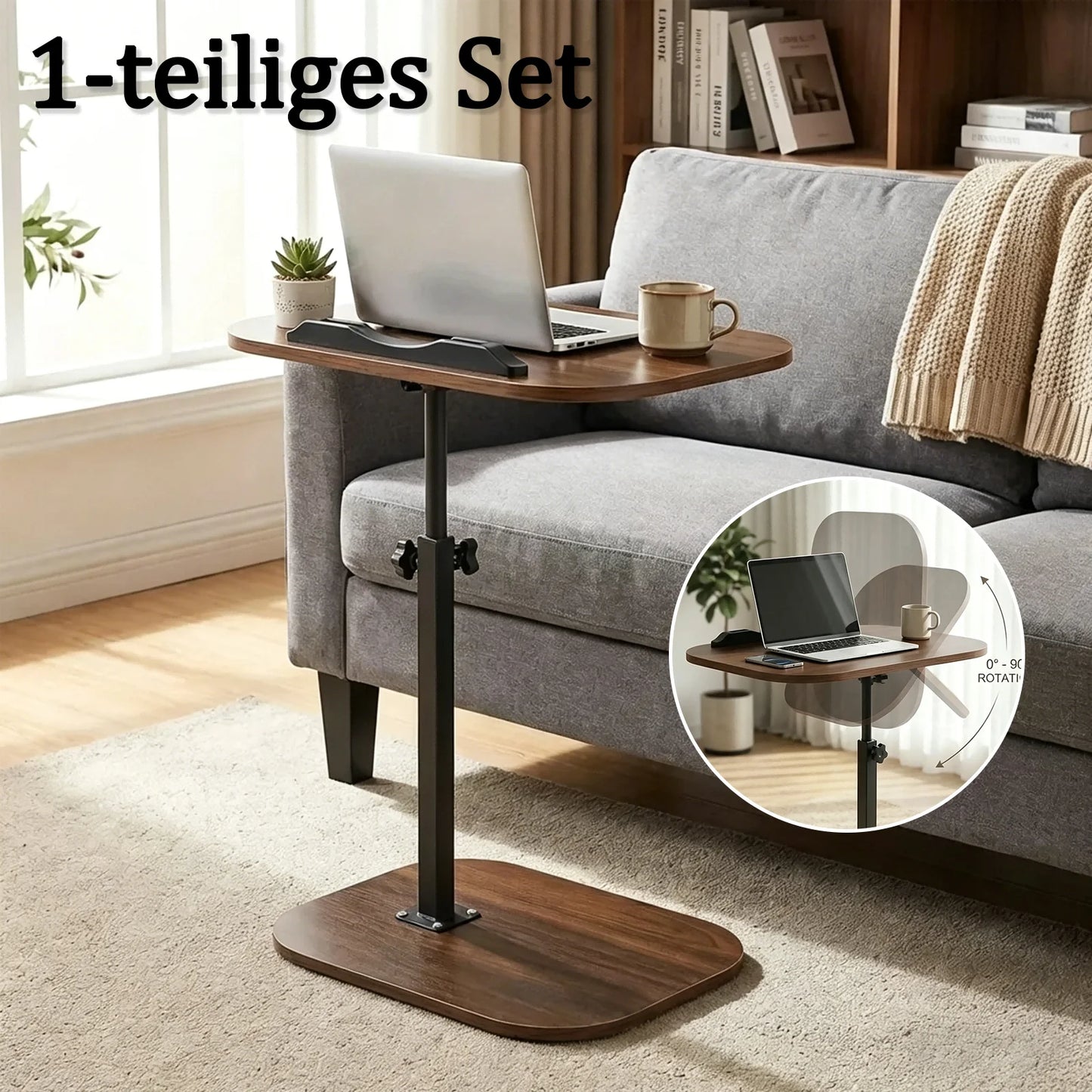 Beistelltisch Höhenverstellbar Holz 360° – Flexibler Pflegetisch Laptoptisch Couch
