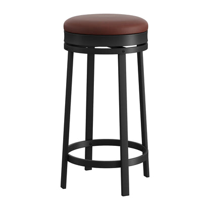 24'' Swivel Bar Stools Backless Modern Counter Height Barstools with PU Leather Upholstered and Metal Frame for Kitchen Island