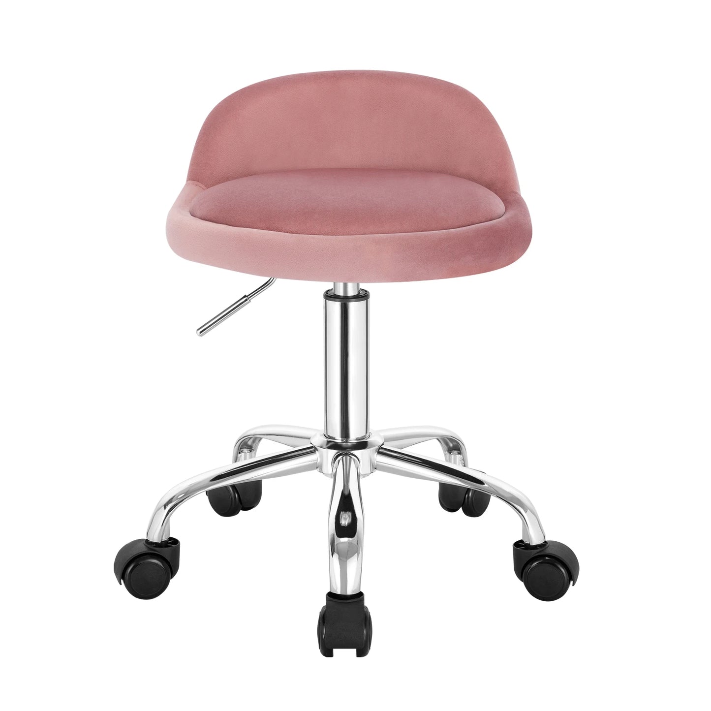 Höhenverstellbarer Rollhocker Samt Dunkelgrau – Ergonomischer Arbeitshocker mit Rückenlehne
