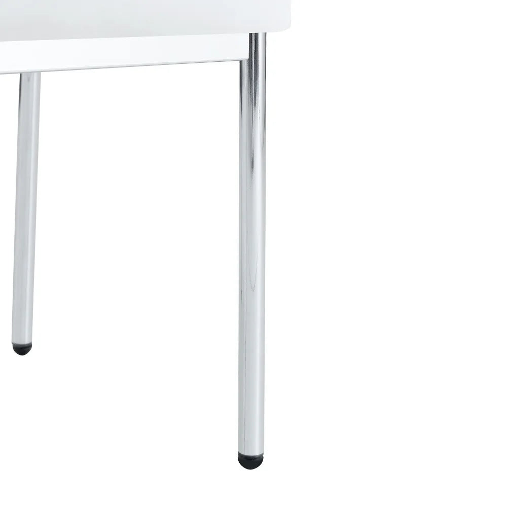 Esszimmerstuhl 4er Set Weiss – Modernes Polsterstuhl Set aus Kunstleder & Metallbeinen in Silber
