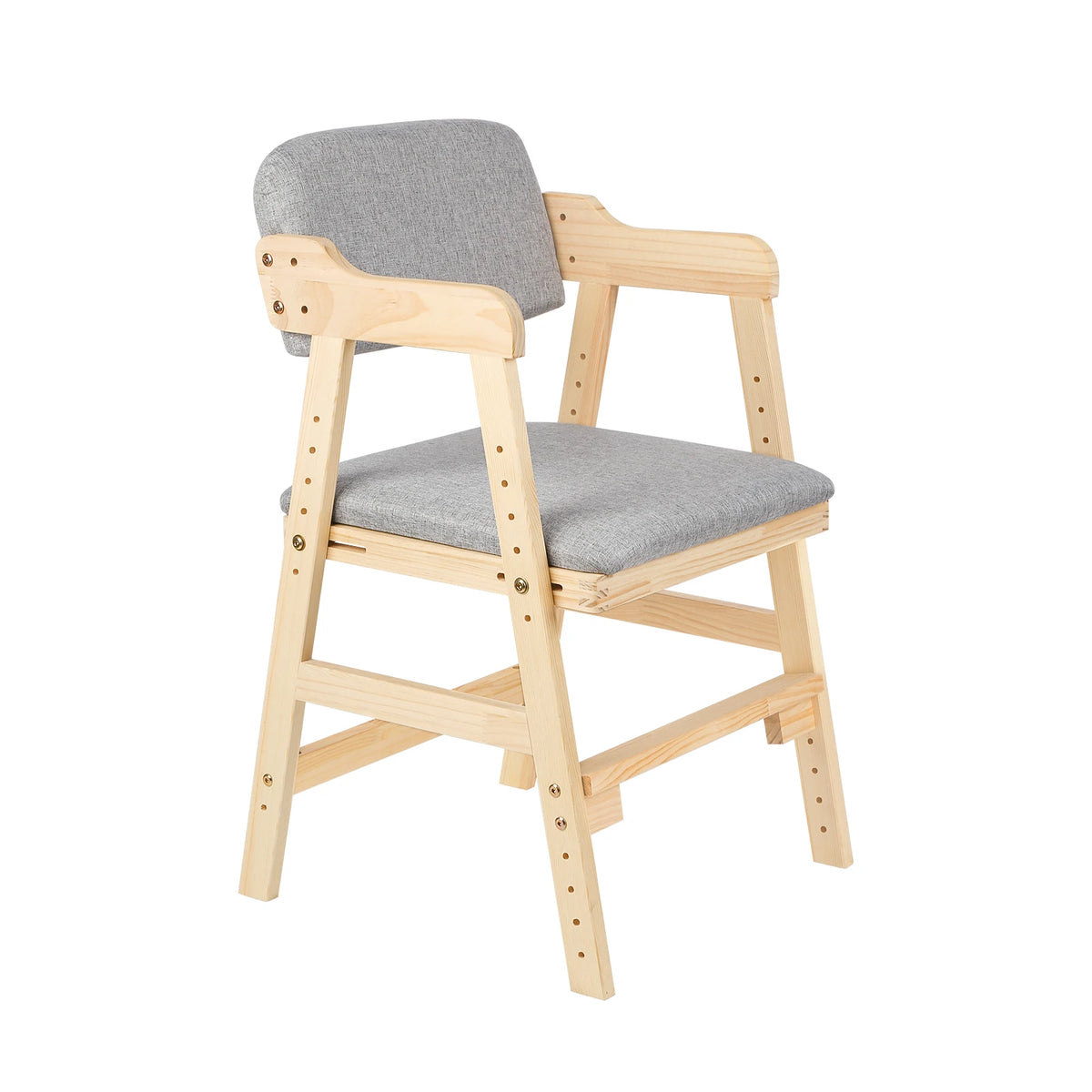 Kinderstuhl Höhenverstellbar aus Kiefernholz – Ergonomischer Mitwachsender Holzstuhl bis 90kg