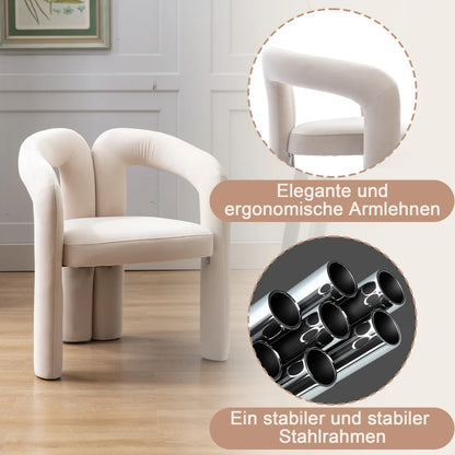Esszimmerstuhl 2er Set Beige – Modernes Samt Polsterstuhl Set in Sesselform mit Massivholzgestell