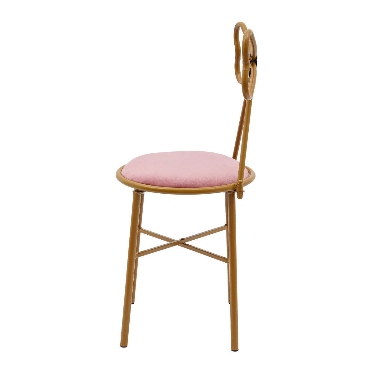 Schminktisch Stuhl Rosa mit Schmetterling Rückenlehne – Moderner Samt Kosmetikstuhl Gold