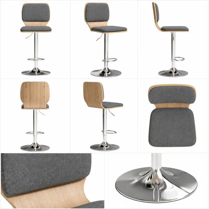 Barhocker 2er Set Grau – Moderne Tresenstuehle Höhenverstellbar mit Stoffbezug & Drehung fuer Kueche & Bar