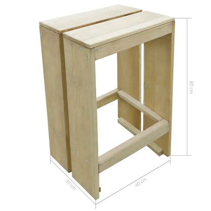 Barhocker 2er Set Kiefernholz Imprägniert – Wetterfeste Holz Tresenstühle für Garten & Terrasse