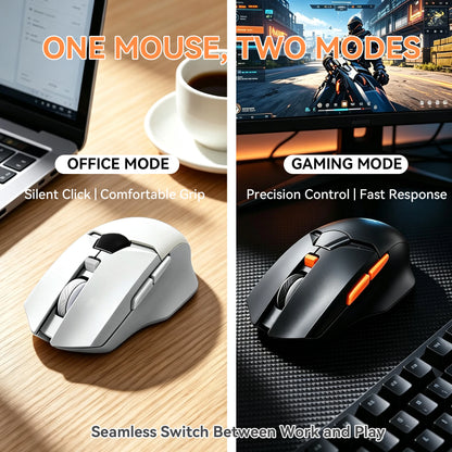 Ergonomische Funkmaus Kabellos – Leise Bluetooth & 2.4GHz PC Maus mit LED Akkuanzeige & 6400 DPI