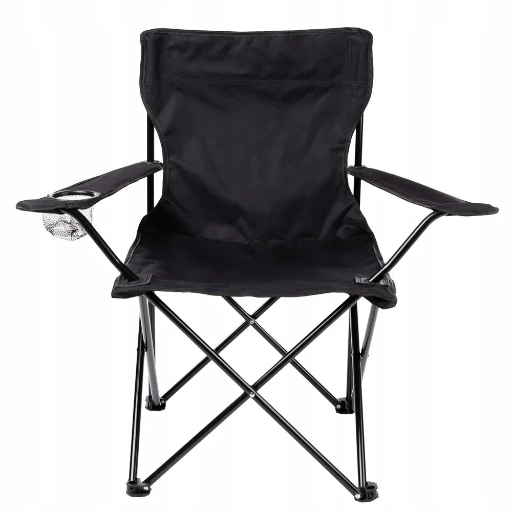 Campingstuhl Klappbar Schwarz – Moderner Faltstuhl mit Getraenkehalter & Tragetasche fuer Outdoor & Camping bis 100kg