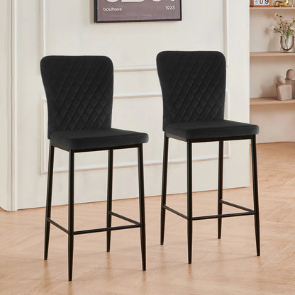 Barhocker 2er Set Kunstleder Schwarz – Drehbarer Tresenstuhl mit Höhenverstellung & Rückenlehne