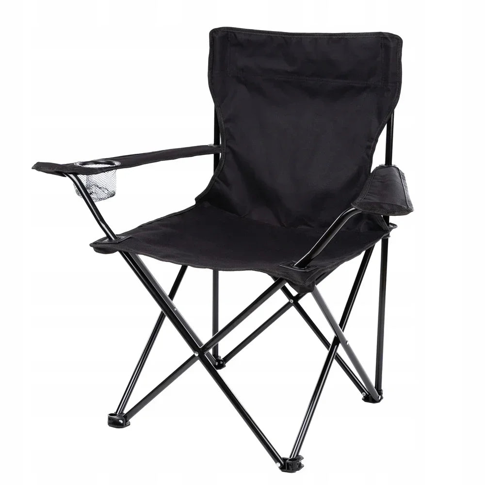 Campingstuhl Klappbar Schwarz – Moderner Faltstuhl mit Getraenkehalter & Tragetasche fuer Outdoor & Camping bis 100kg