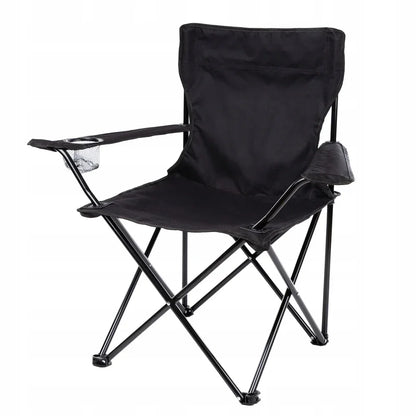 Campingstuhl Klappbar Schwarz – Moderner Faltstuhl mit Getraenkehalter & Tragetasche fuer Outdoor & Camping bis 100kg