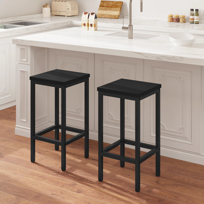 Barhocker 2er Set Industrie-Design 65cm – Kompakter Tresenstuhl aus Metall & Holz bis 120kg