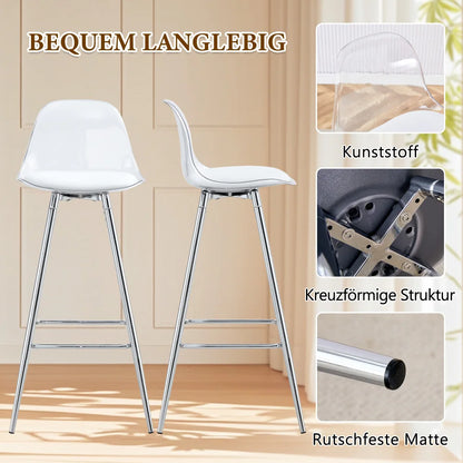Barhocker 2er Set Modern – Ergonomische Tresenstuehle mit Fussstütze & Metallgestell fuer Kueche & Bar bis 120kg