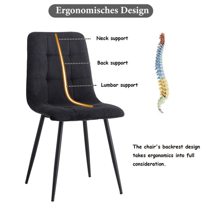 Polsterstühle Cord 2er Set Grau – Moderne Esszimmerstühle mit Metallbeinen für Küche & Wohnzimmer