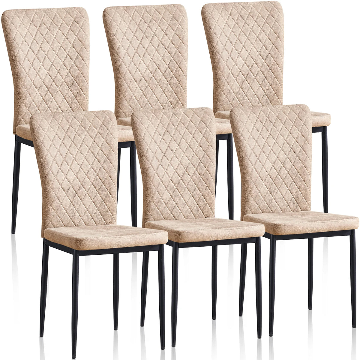 Esszimmerstuhl 6er Set Schwarz – Modernes Freischwinger Set aus PU Kunstleder mit Armlehnen & Metallgestell