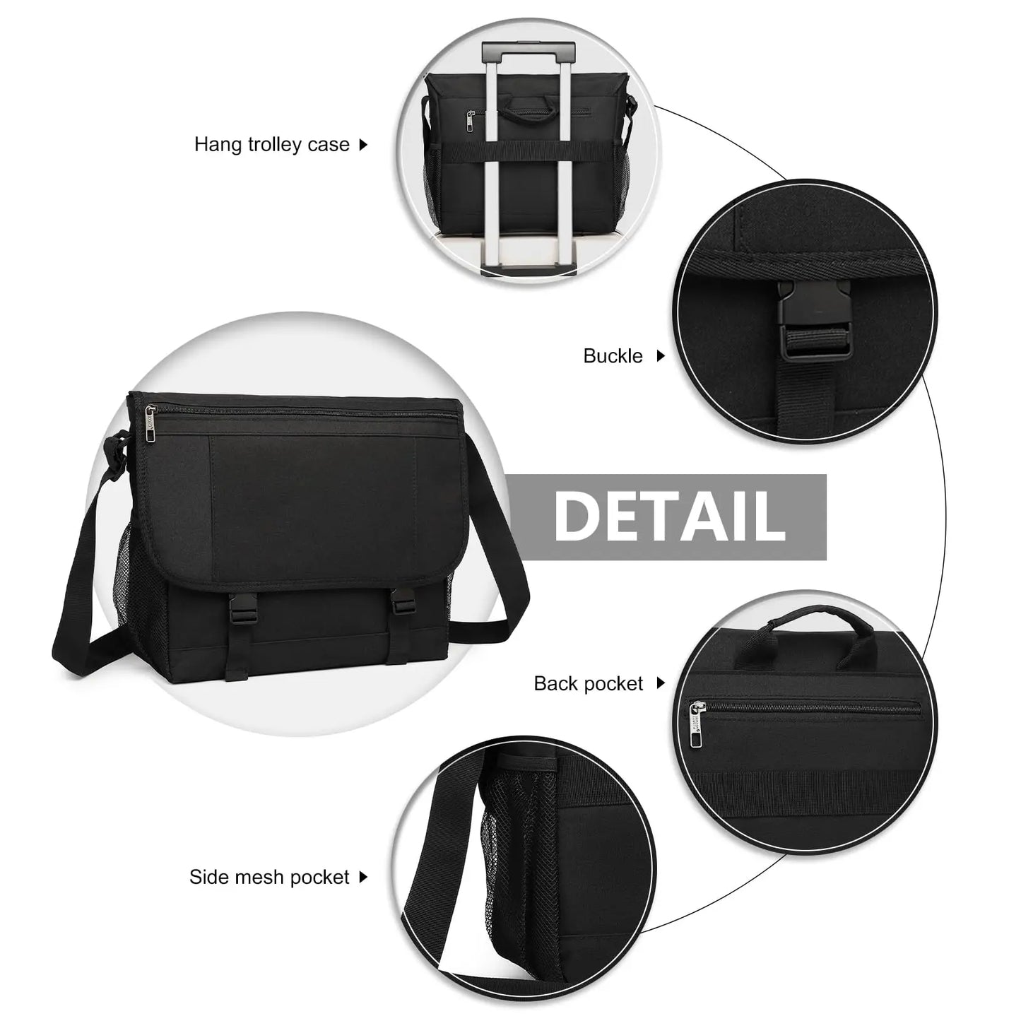 Laptoptasche 15,6 Zoll Messenger Bag – Wasserdichte Schultertasche fuer Buero Studium & Reisen