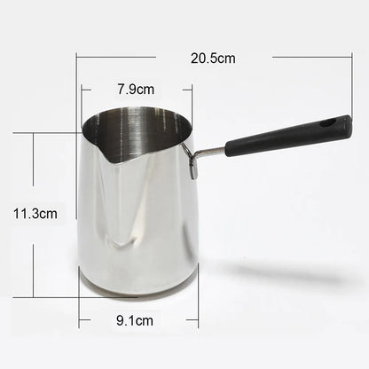 Türkisches Kaffeekännchen Edelstahl 600ml – Ibrik & Milchaufschäumkännchen mit Stiel