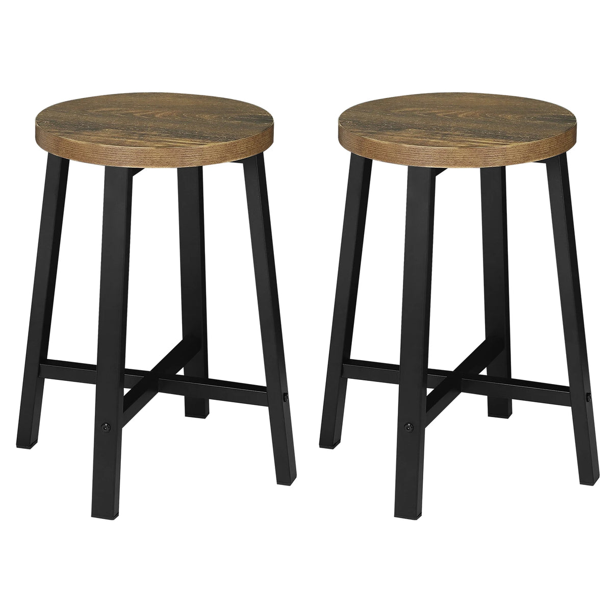 Küchenhocker 2er Set Industrie-Design – Kompakter Beistellhocker aus Metall & Holz bis 100kg