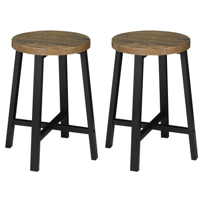 Küchenhocker 2er Set Industrie-Design – Kompakter Beistellhocker aus Metall & Holz bis 100kg