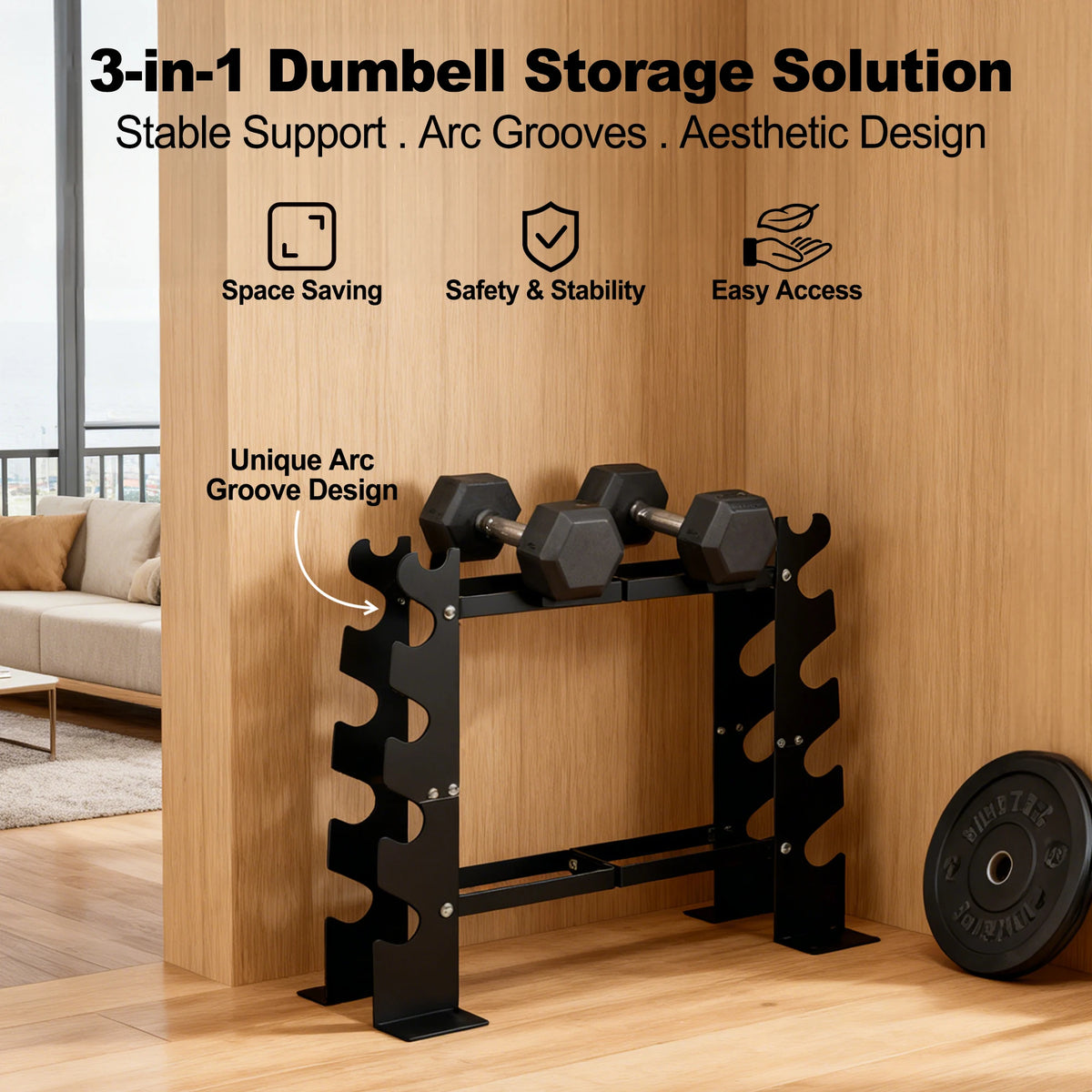 Kurzhantelablage Stahlelement – Robuste Hantelablage 3 Etagen für Homegym & Kurzhanteln