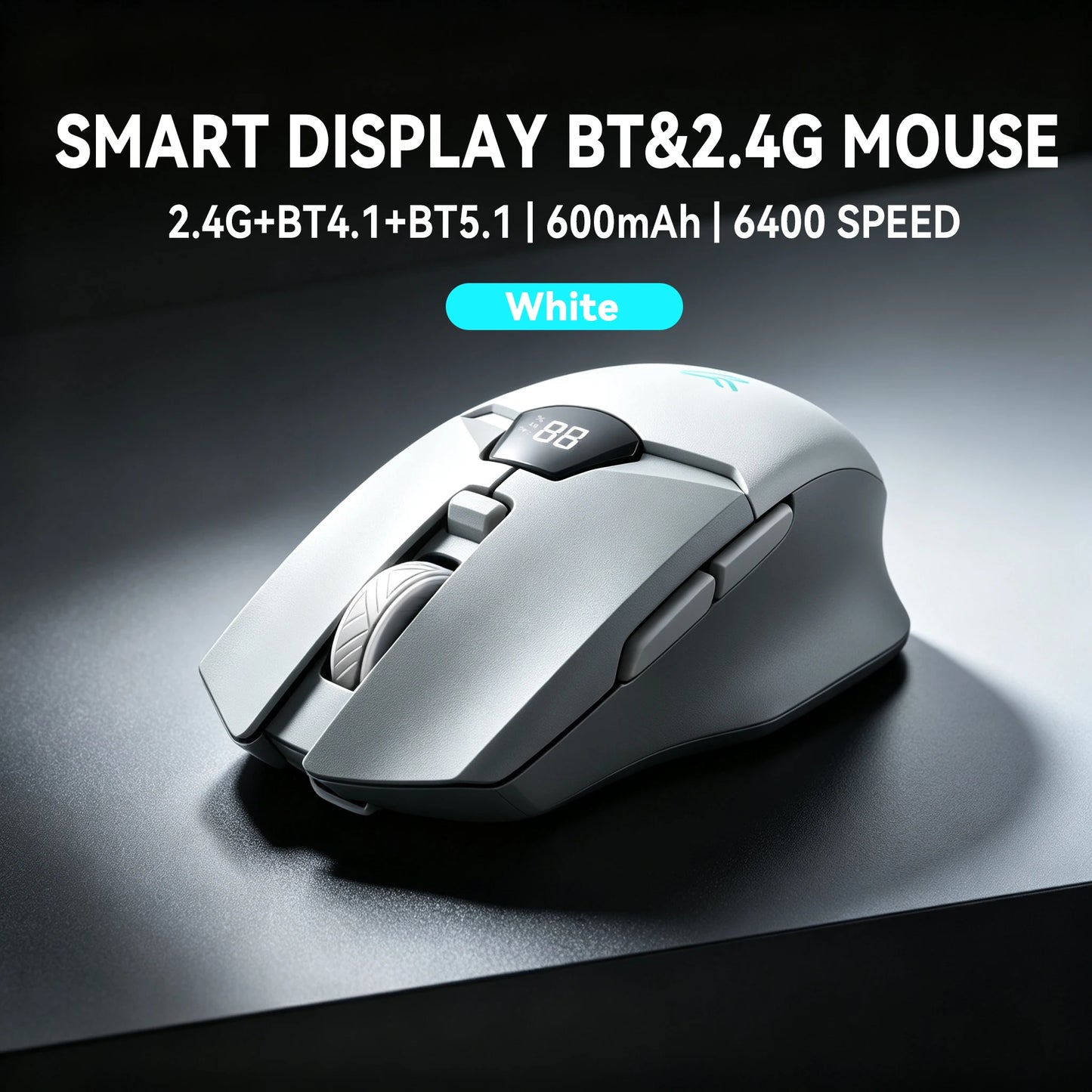 Ergonomische Funkmaus Kabellos – Leise Bluetooth & 2.4GHz PC Maus mit LED Akkuanzeige & 6400 DPI