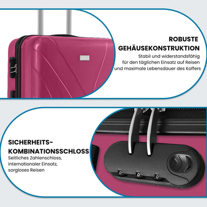 Kofferset 4-teilig Hartschale Schwarz – Koffer Set mit TSA Schloss & 360 Rollen fuer Familie & Reise