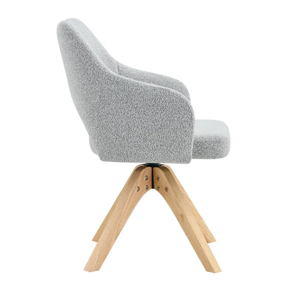 Drehbare Esszimmerstühle 2er Set Beige – Polsterstühle mit Massivholzbeinen & 360° Funktion